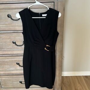 Calvin Klein sheath dress with gold buckle